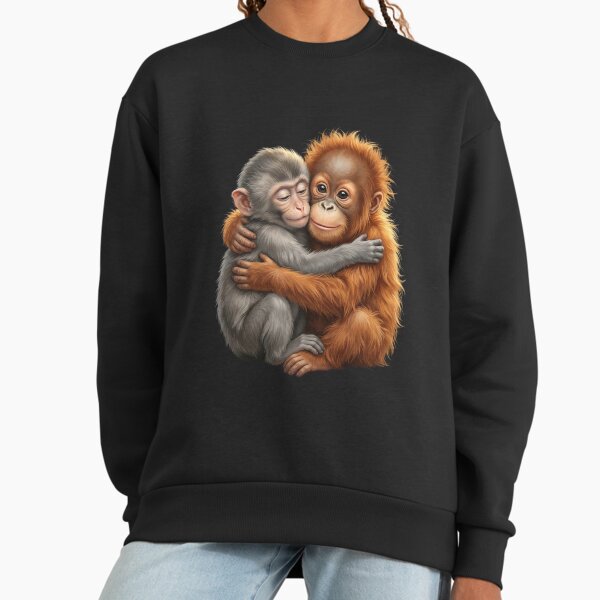 Cute Baby Monkey Hugging Orangutan Primates Love - Adult & Kids T-Shirts, Sweatshirts & Hoodies apparel design preview 1