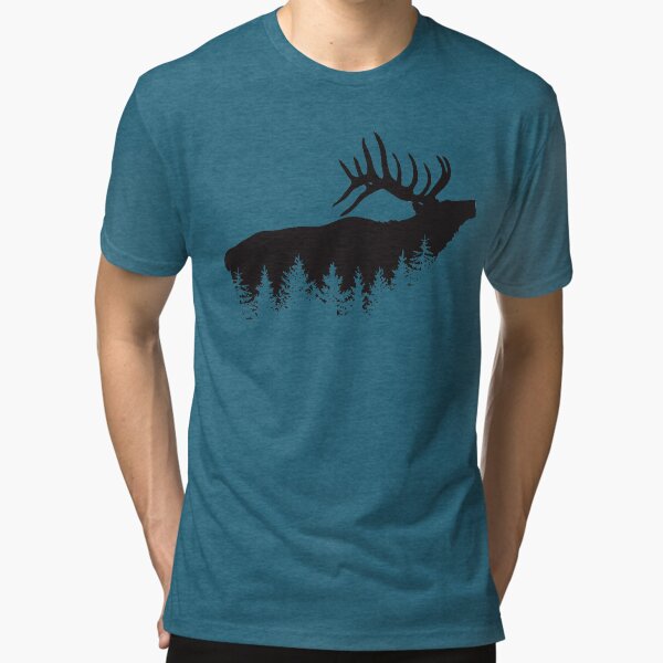 Deer and Evergreens Hunting Tri-blend - Adult & Kids T-Shirts, Sweatshirts & Hoodies apparel design preview 1