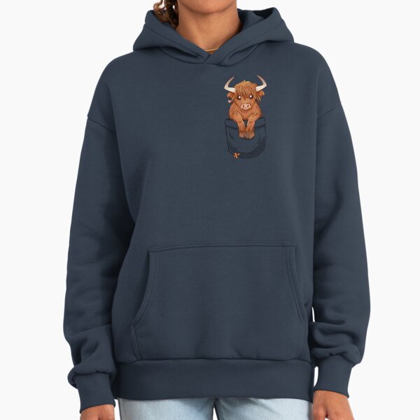 Pocket Cute Scottish Highland Cow - Adult & Kids T-Shirts, Sweatshirts & Hoodies apparel design preview 1