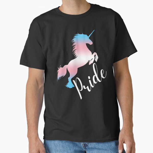 LGBTQ Pride, Unicorn in Transgender Flag Colors - Adult & Kids T-Shirts, Sweatshirts & Hoodies apparel design preview 1
