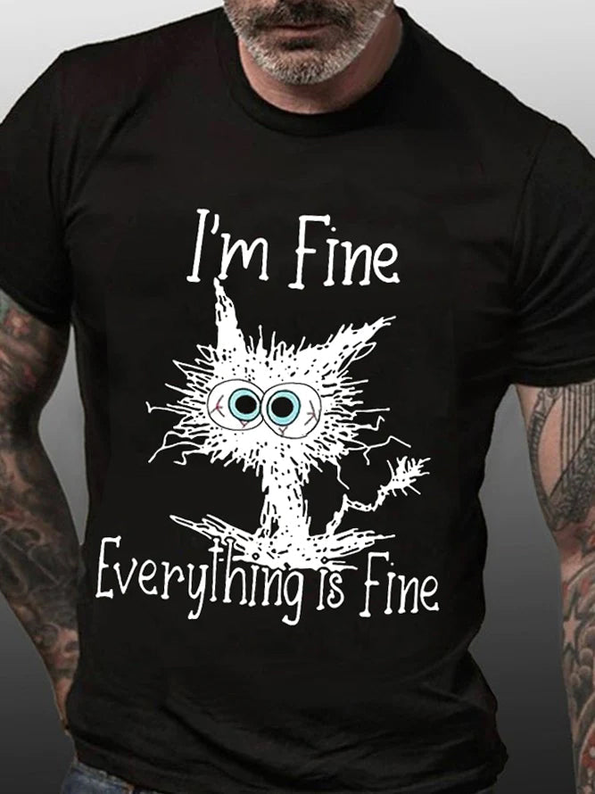 I'm Fine Everything Is Print Men Slogan - Adult & Kids T-Shirts, Sweatshirts & Hoodies apparel design preview 3