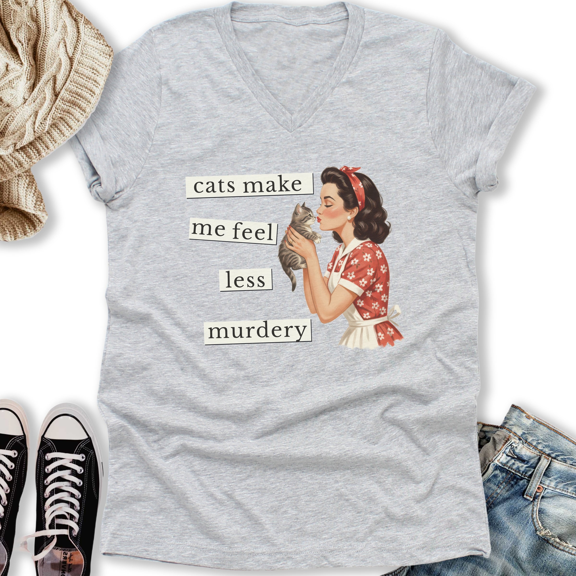 Less Murdery V-Neck - Adult & Kids T-Shirts, Sweatshirts & Hoodies apparel design preview 1