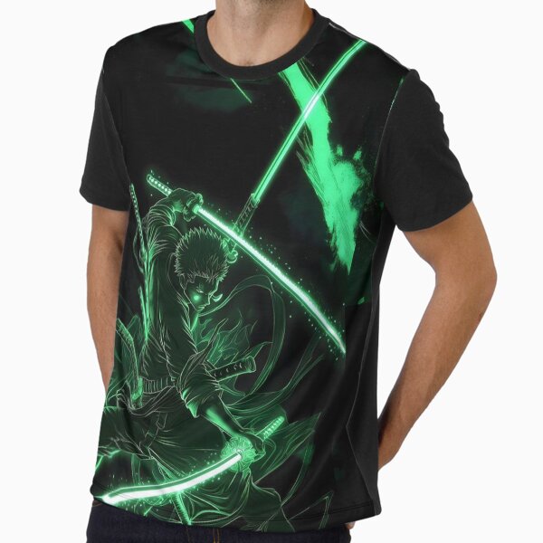 Roronoa Zoro Neon Green Three Sword Style Graphic - Adult & Kids T-Shirts, Sweatshirts & Hoodies apparel design preview 1