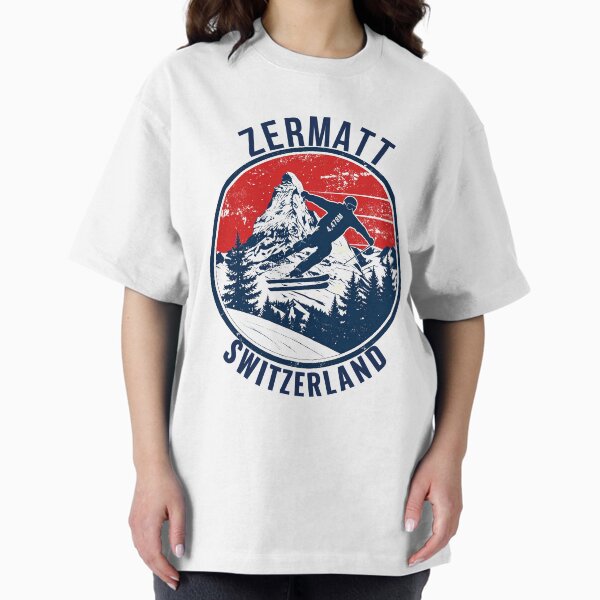Zermatt Switzerland Matterhorn Retro Skier Badge - Adult & Kids T-Shirts, Sweatshirts & Hoodies apparel design preview 1
