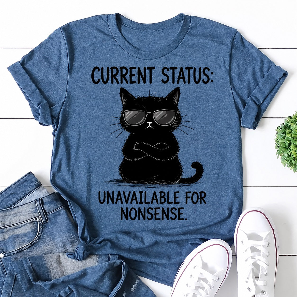Current Status Cat Print Women Slogan - Adult & Kids T-Shirts, Sweatshirts & Hoodies apparel design preview 1