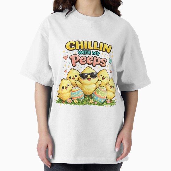 Chillin with My Peeps Funny Easter Chick Design - Adult & Kids T-Shirts, Sweatshirts & Hoodies apparel design preview 1