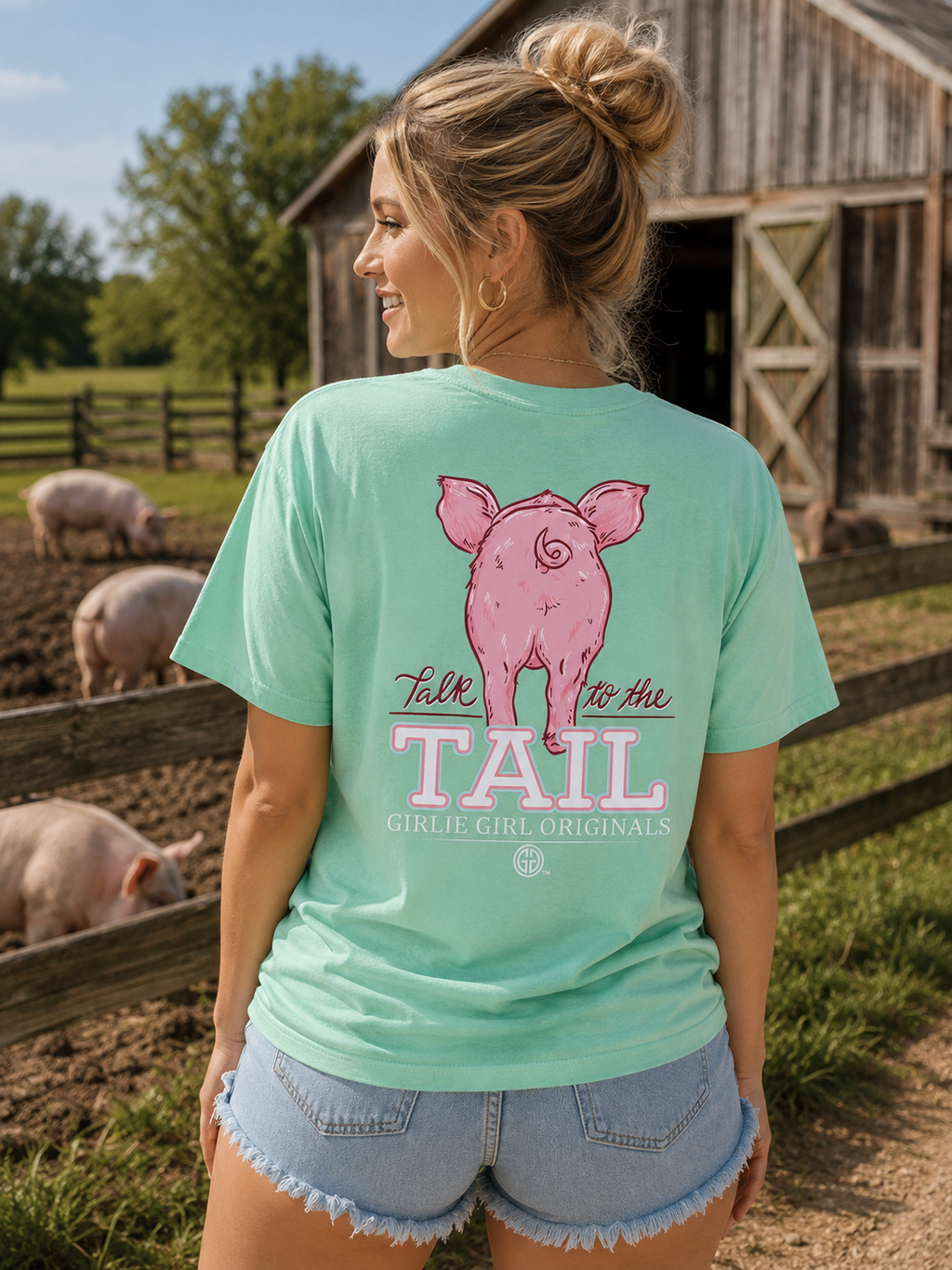 Girlie Girl Originals Talk To The Tail Pig - Adult & Kids T-Shirts, Sweatshirts & Hoodies apparel design preview 1