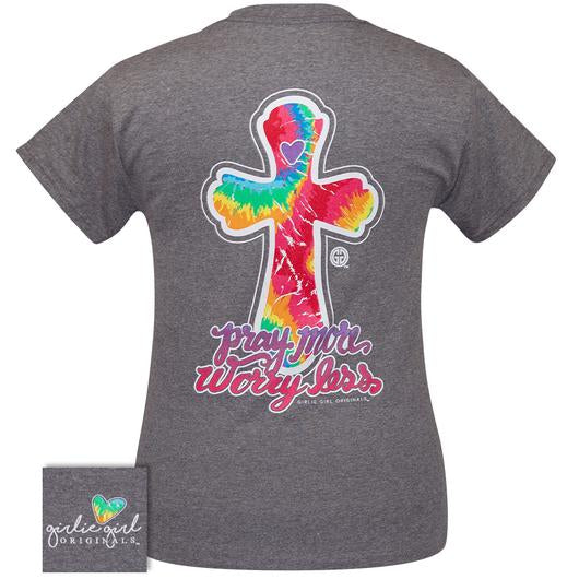 Girlie Girl Originals Preppy Pray More Worry Less Tie - Adult & Kids T-Shirts, Sweatshirts & Hoodies apparel design preview 1