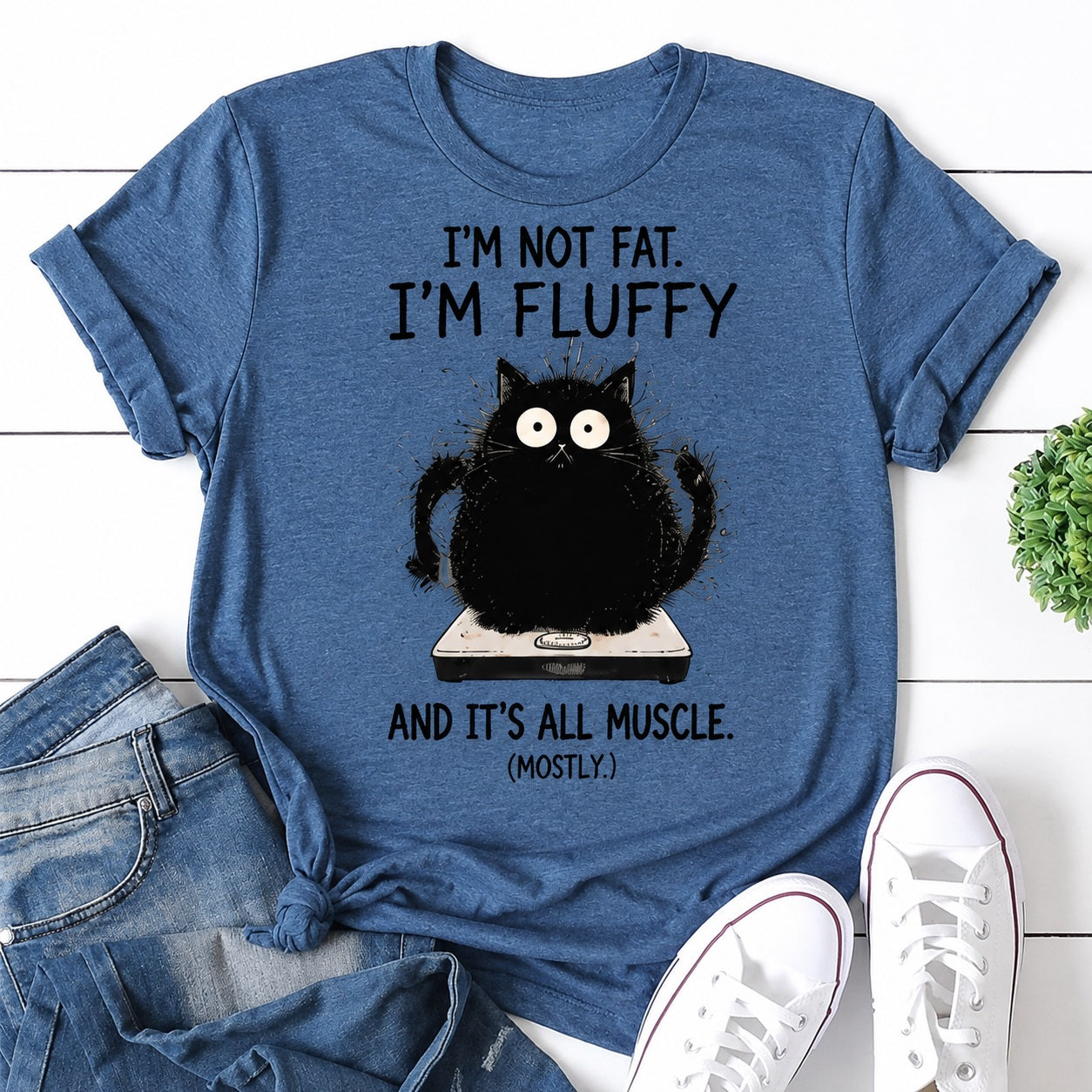 I'm Not Fat. Fluffy Cat Print Women Slogan - Adult & Kids T-Shirts, Sweatshirts & Hoodies apparel design preview 1