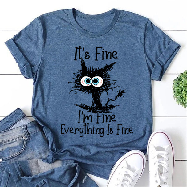 It's Fine I'm Cat Print Women Slogan - Adult & Kids T-Shirts, Sweatshirts & Hoodies apparel design preview 1