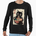 Ramen Cat Black Eating Japanese Noodles Cute Anime - Adult & Kids T-Shirts, Sweatshirts & Hoodies apparel design preview 1