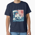Japanese Spitz Dogs surfing the Great Wave JDM - Adult & Kids T-Shirts, Sweatshirts & Hoodies apparel design preview 1