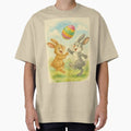 Two Easter bunnies are playing rugby - Adult & Kids T-Shirts, Sweatshirts & Hoodies apparel design preview 1