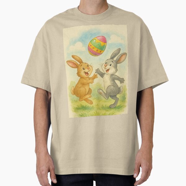 Two Easter bunnies are playing rugby - Adult & Kids T-Shirts, Sweatshirts & Hoodies apparel design preview 1
