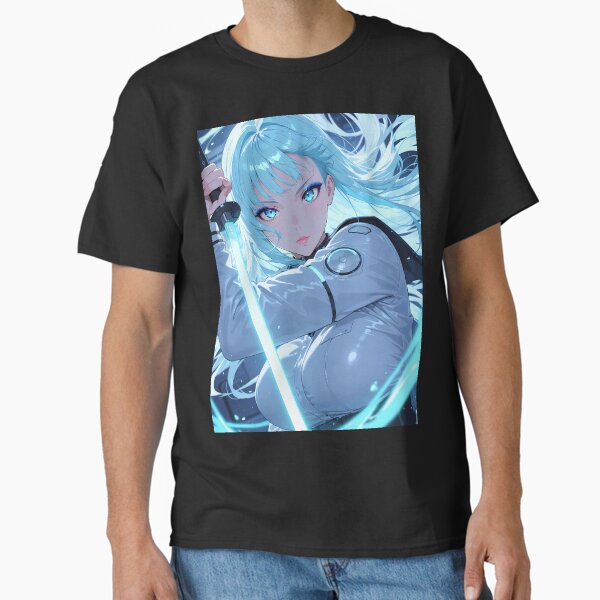 NYXEN: Neon Cyberpunk Anime Samurai Girl Sword - Adult & Kids T-Shirts, Sweatshirts & Hoodies apparel design preview 1