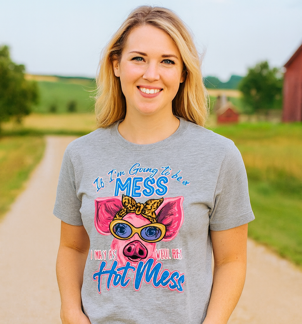 Girlie Girl Lulu Mac Hot Mess Pig Canvas - Adult & Kids T-Shirts, Sweatshirts & Hoodies apparel design preview 1