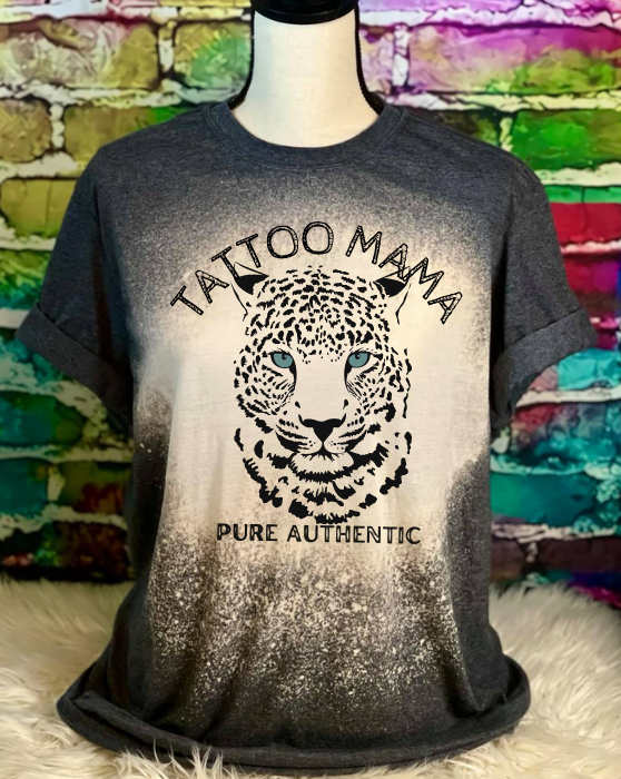 Tattoo Mama Leopard Bleached Dye Canvas Girlie - Adult & Kids T-Shirts, Sweatshirts & Hoodies apparel design preview 1