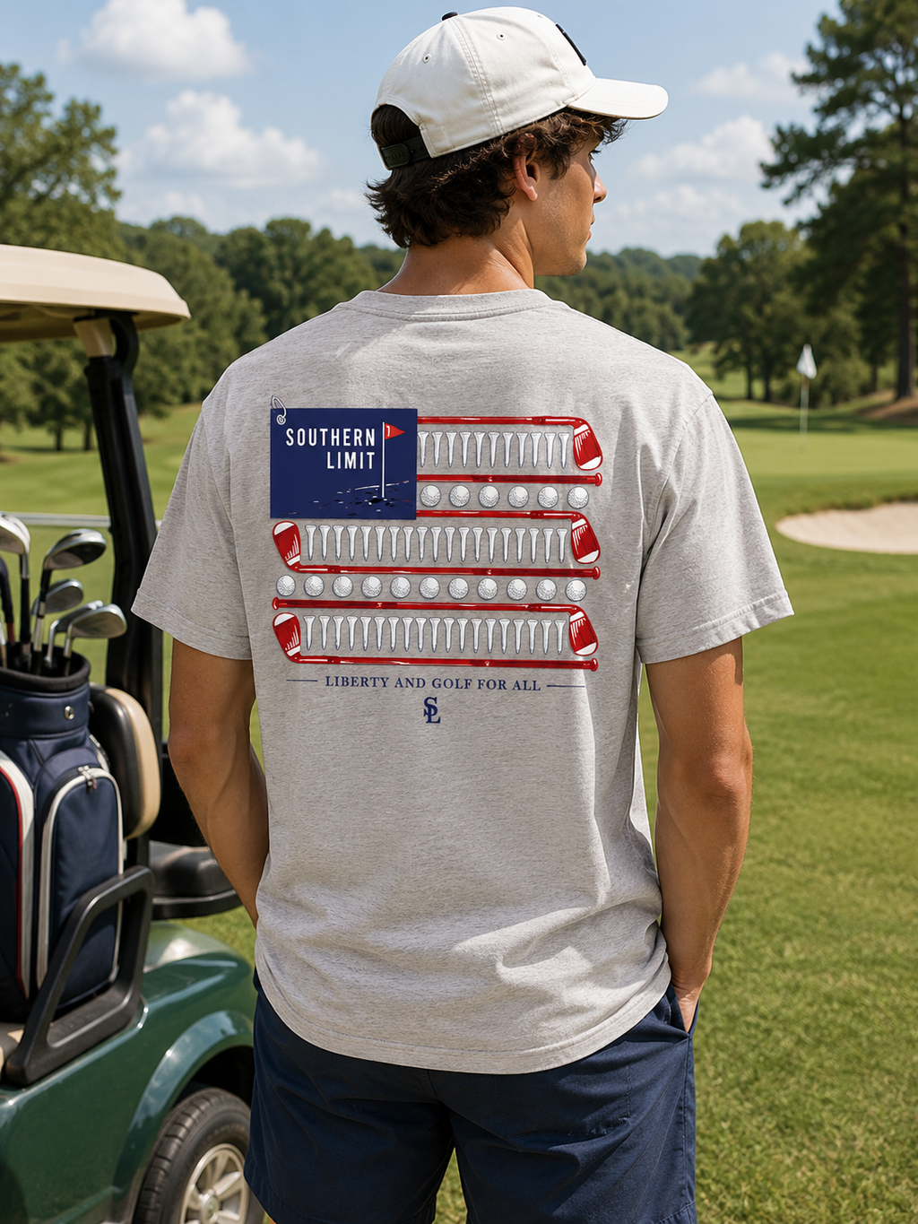 Southern Limits Liberty And Golf Flag - Adult & Kids T-Shirts, Sweatshirts & Hoodies apparel design preview 1