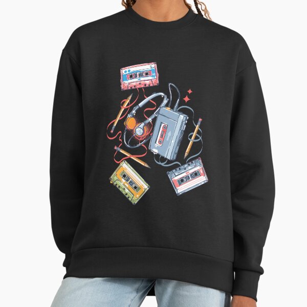 Retro Walkman and Cassette Tapes Pencil Pattern - Adult & Kids T-Shirts, Sweatshirts & Hoodies apparel design preview 1