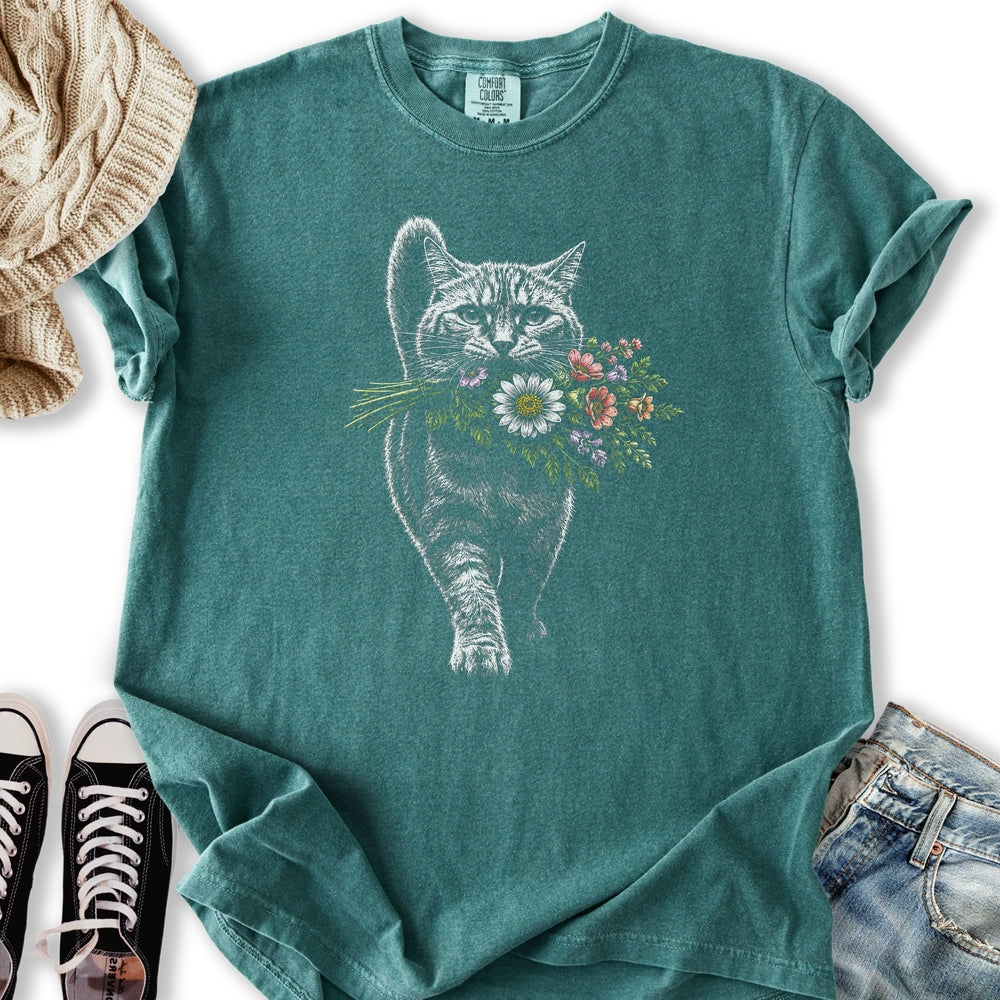 Cat With Flowers - Adult & Kids T-Shirts, Sweatshirts & Hoodies apparel design preview 2