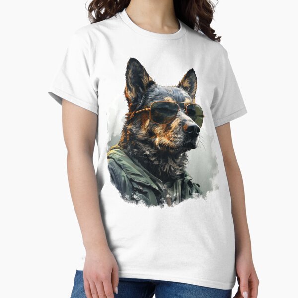 German shepherd military Dog in Glasses - Adult & Kids T-Shirts, Sweatshirts & Hoodies apparel design preview 1
