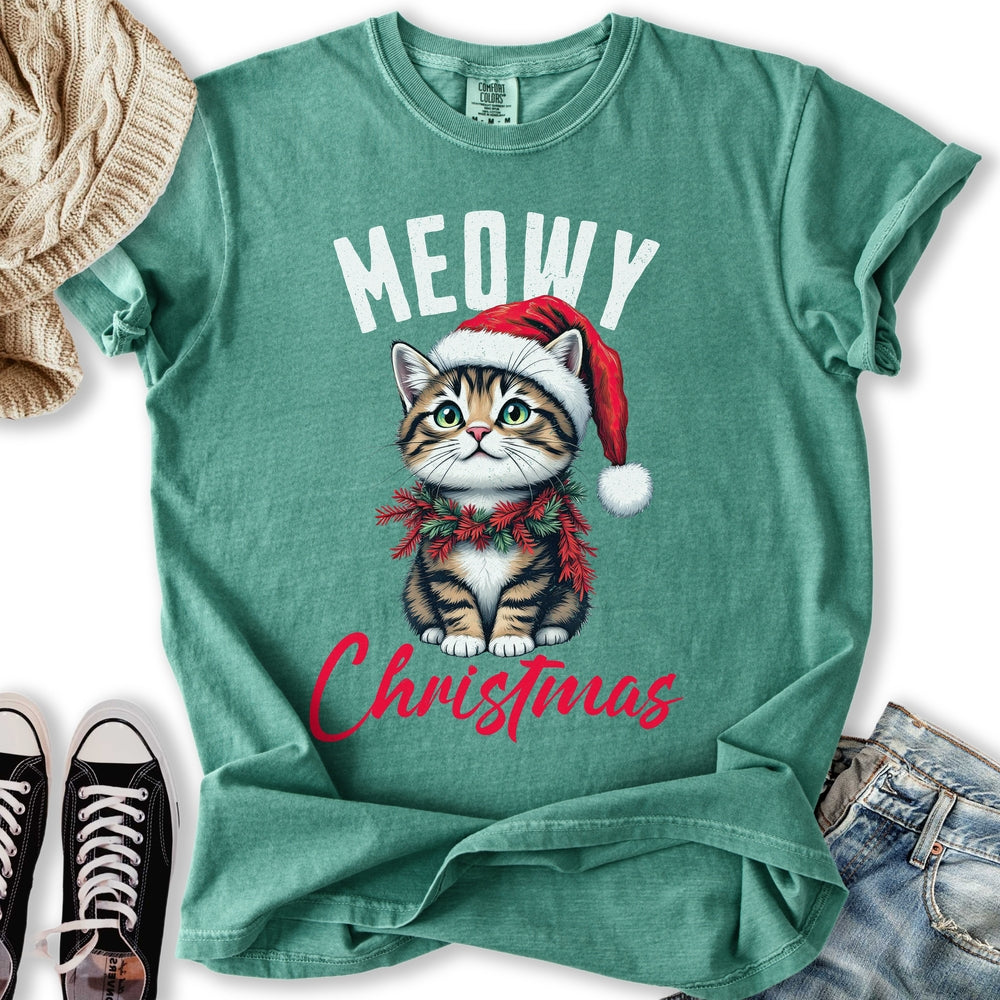 Meowy Christmas Kitten - Adult & Kids T-Shirts, Sweatshirts & Hoodies apparel design preview 1