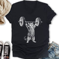 Weight Lifter Cat V-Neck - Adult & Kids T-Shirts, Sweatshirts & Hoodies apparel design preview 1