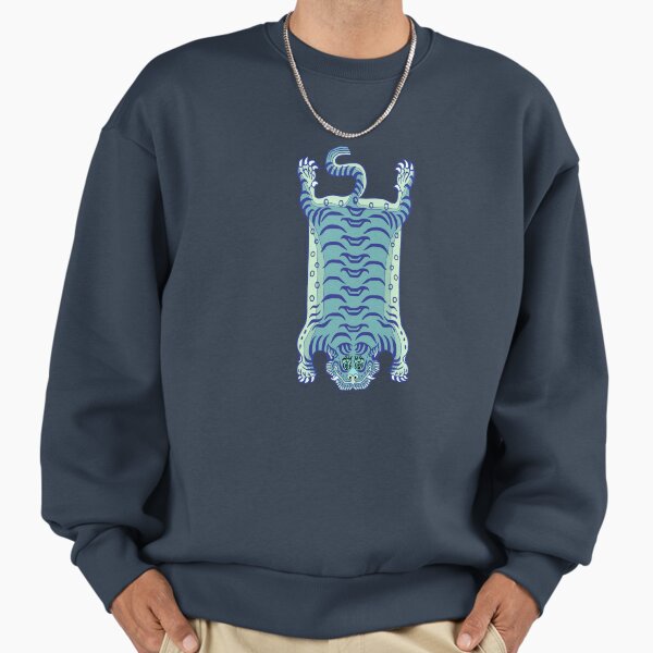 TIBETAN TIGER RUG-blue 1 - Adult & Kids T-Shirts, Sweatshirts & Hoodies apparel design preview 1