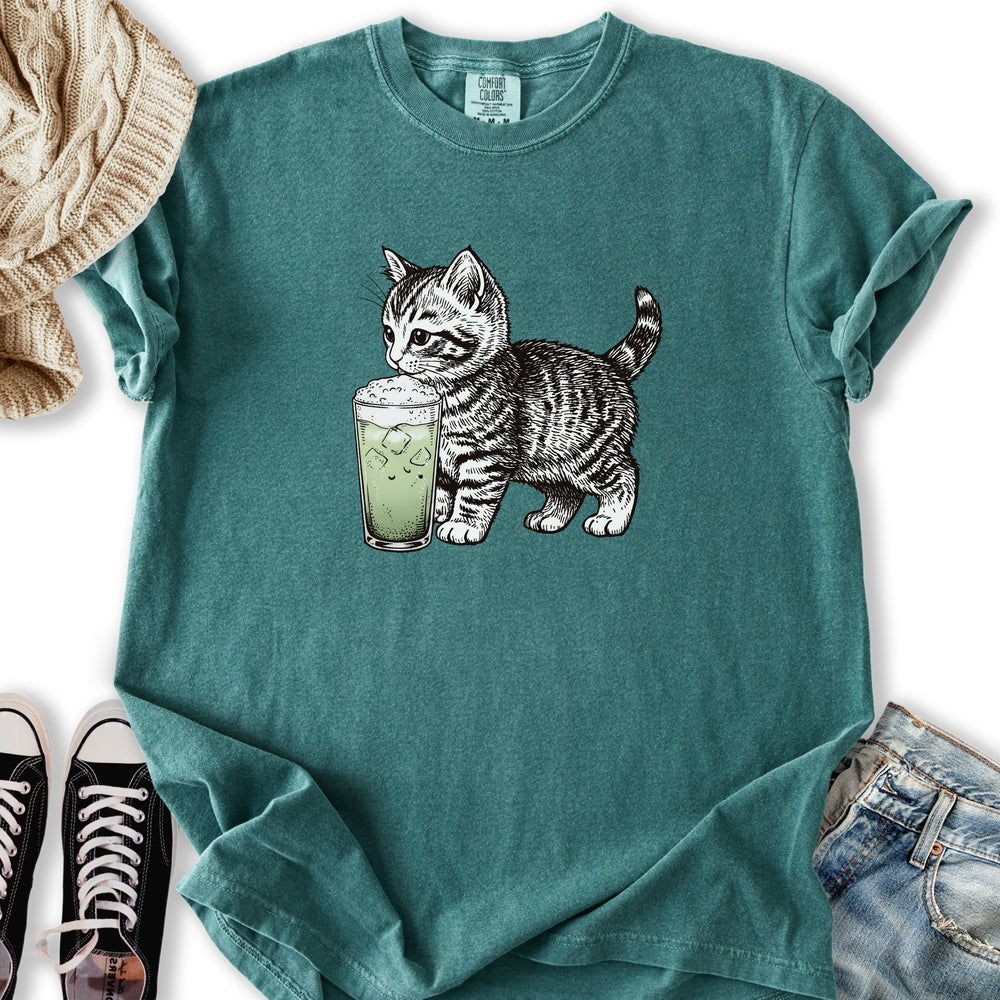 Kitten with Matcha - Adult & Kids T-Shirts, Sweatshirts & Hoodies apparel design preview 1