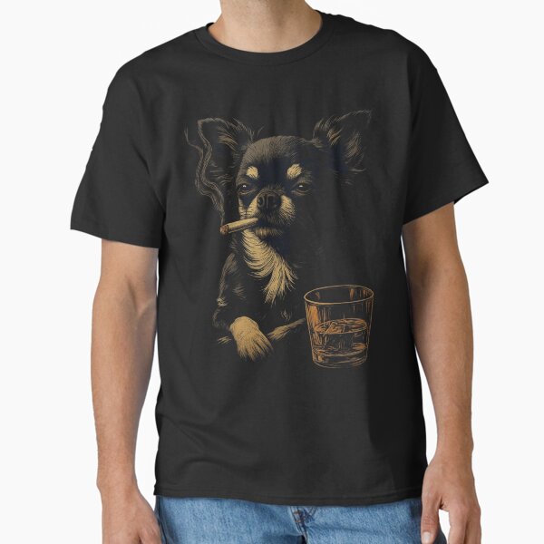 Chihuahua Smoking Cigarette Whisky Lover Funny Dog - Adult & Kids T-Shirts, Sweatshirts & Hoodies apparel design preview 1