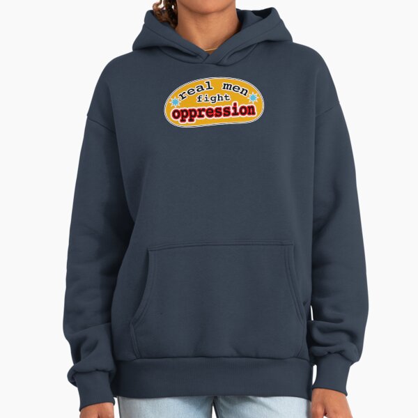 Real men fight oppression, orange background - Adult & Kids T-Shirts, Sweatshirts & Hoodies apparel design preview 1