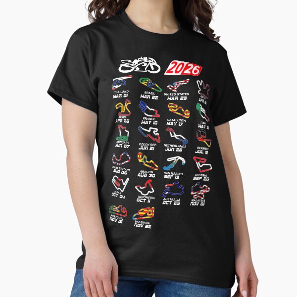 Calendar season 2026 MotoGp circuits colors - Adult & Kids T-Shirts, Sweatshirts & Hoodies apparel design preview 1