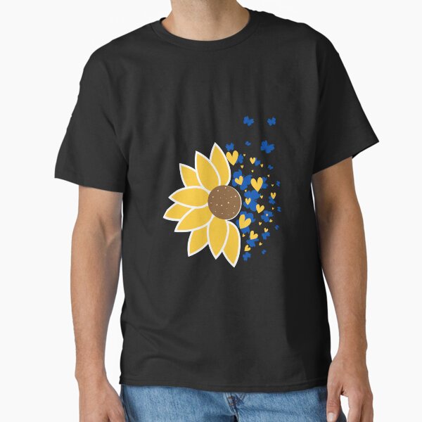 Sunflower with blue butterflies and gold hearts - Adult & Kids T-Shirts, Sweatshirts & Hoodies apparel design preview 1