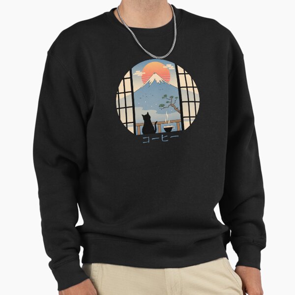 Coffee Cat in Mt. Fuji - Adult & Kids T-Shirts, Sweatshirts & Hoodies apparel design preview 1