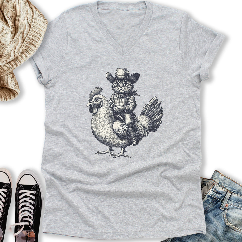 Cat Chicken V-Neck - Adult & Kids T-Shirts, Sweatshirts & Hoodies apparel design preview 1