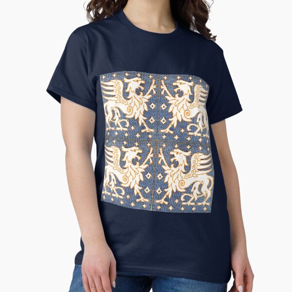 GOLD WHITE GRYPHONS IN BLUE Medieval Bestiary - Adult & Kids T-Shirts, Sweatshirts & Hoodies apparel design preview 1