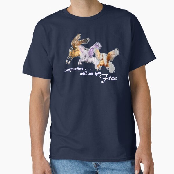 Imagination Will Set You Free Flying Pegasus Horses - Adult & Kids T-Shirts, Sweatshirts & Hoodies apparel design preview 1