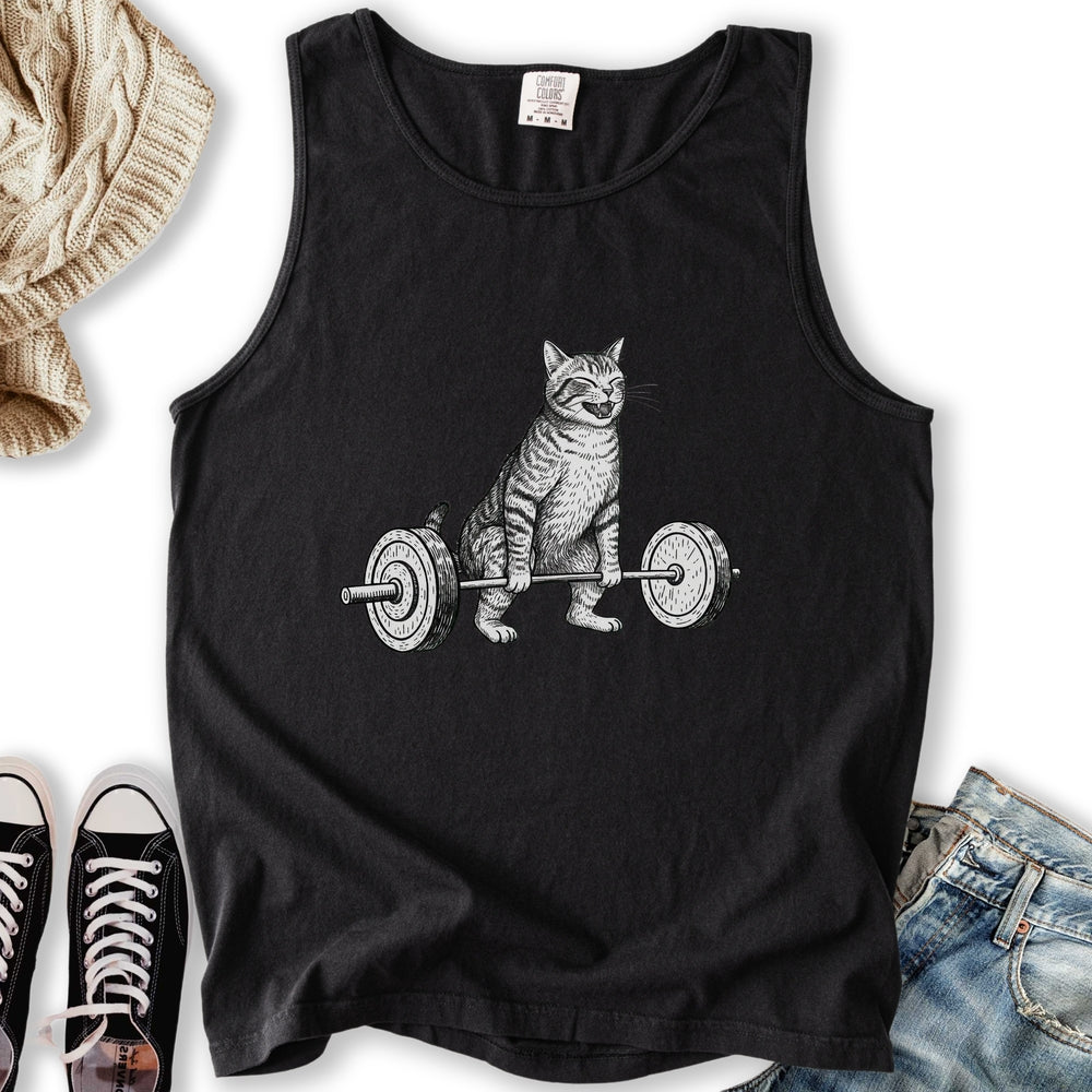 Deadlift Cat Tank - Adult & Kids T-Shirts, Sweatshirts & Hoodies apparel design preview 1