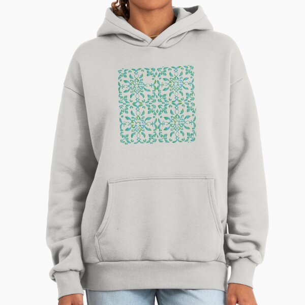 Mosaico azulejo flores verde azul - Adult & Kids T-Shirts, Sweatshirts & Hoodies apparel design preview 1