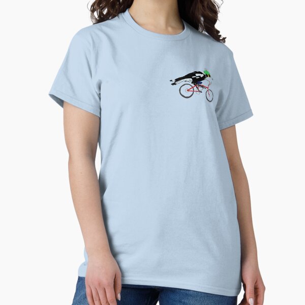 Magpie on Bike Swoop (in Blue) - Adult & Kids T-Shirts, Sweatshirts & Hoodies apparel design preview 1
