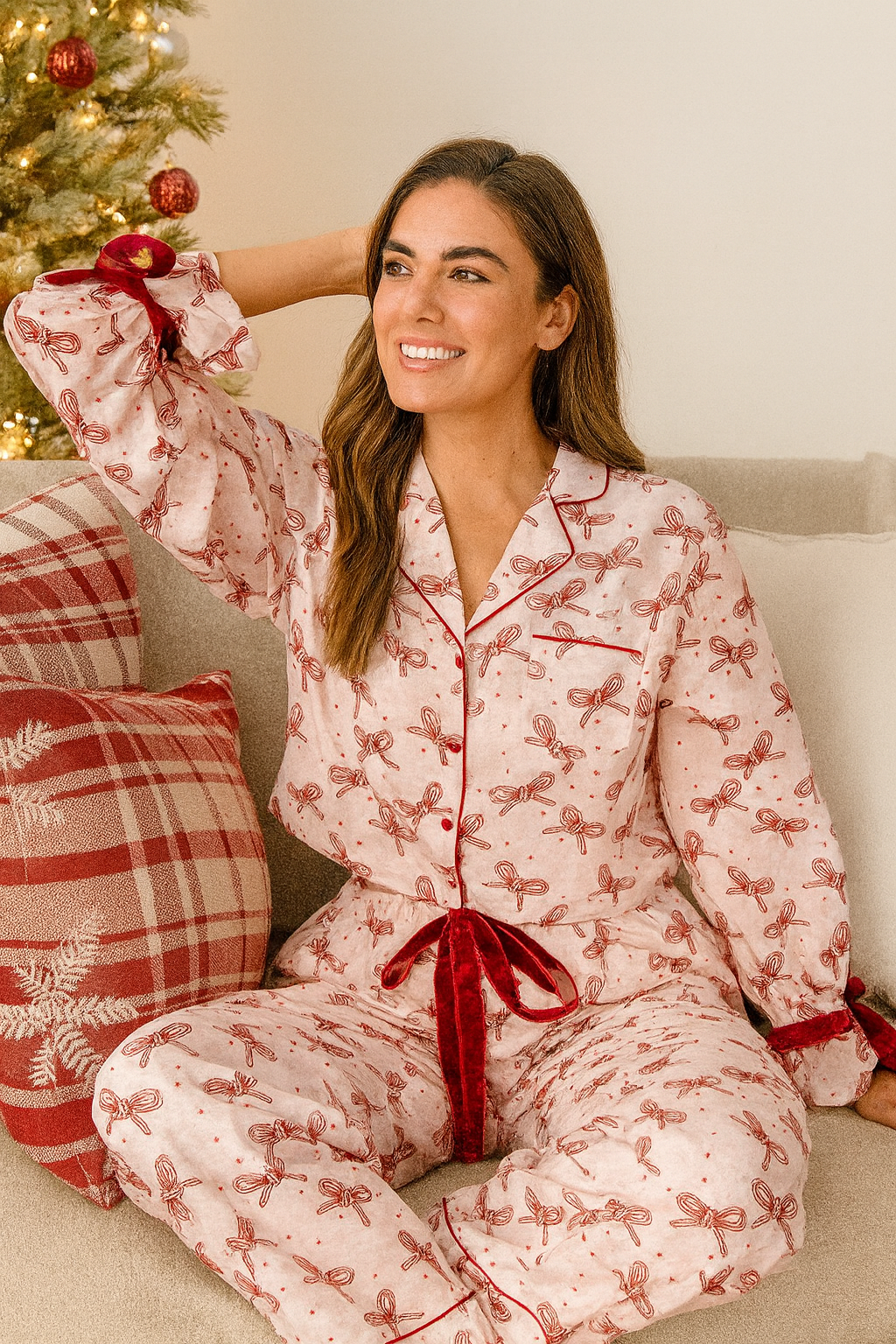 Simply Southern Candy Bow Holiday PJ Pants Set - Adult & Kids T-Shirts, Sweatshirts & Hoodies apparel design preview 1