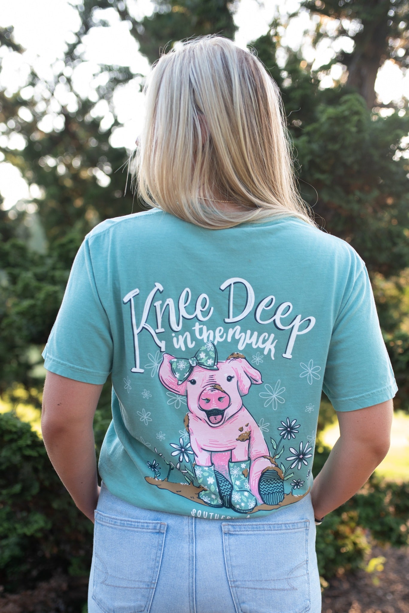 Southernology Knee Deep in Muck Pig Comfort Colors - Adult & Kids T-Shirts, Sweatshirts & Hoodies apparel design preview 1