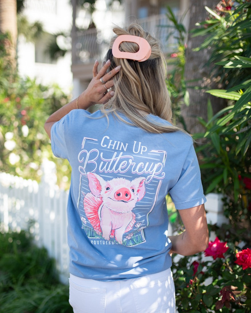 Southernology Chin Up Buttercup Pig Comfort Colors - Adult & Kids T-Shirts, Sweatshirts & Hoodies apparel design preview 1