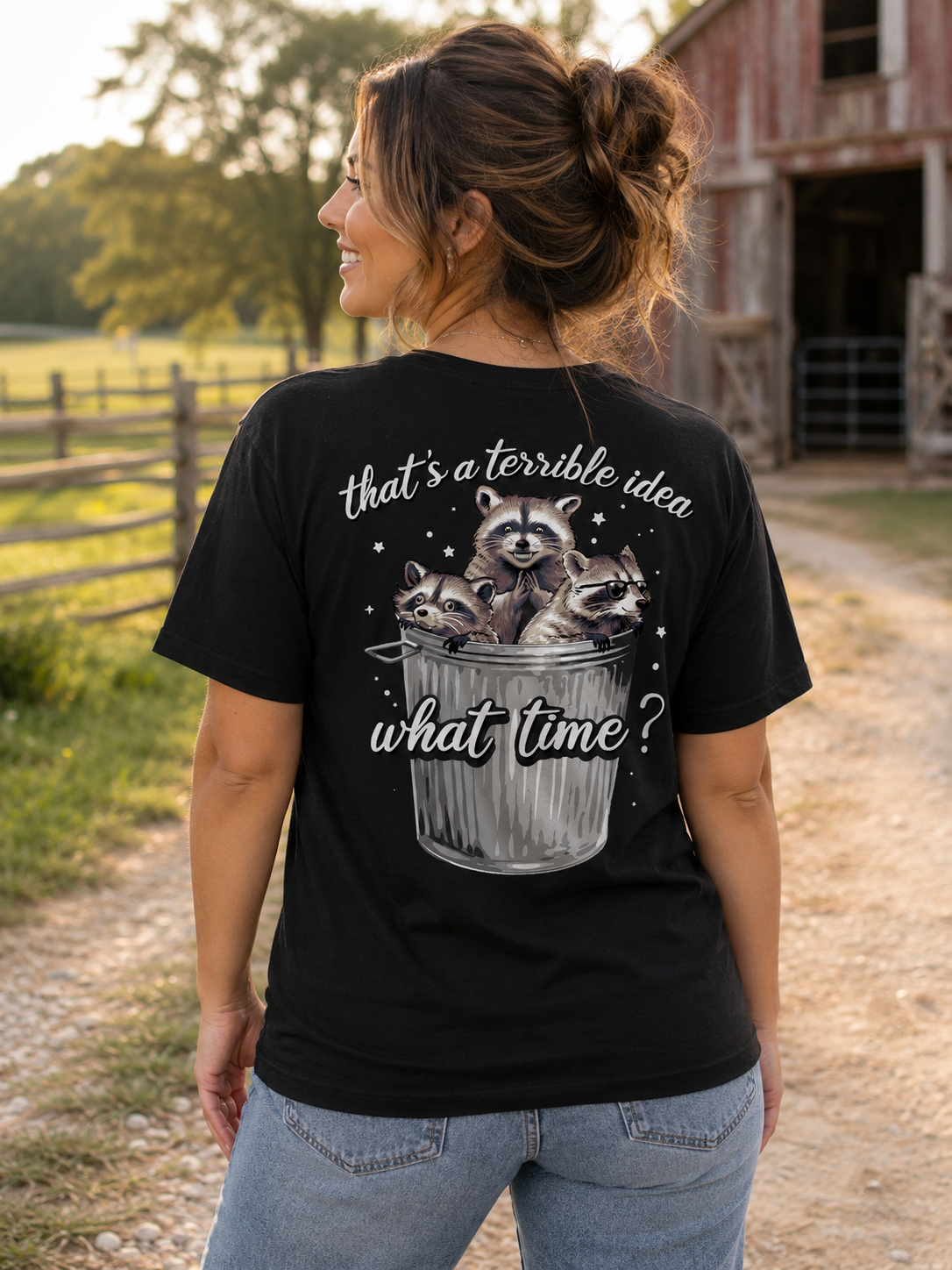 Southern Attitude Terrible Idea Raccoon - Adult & Kids T-Shirts, Sweatshirts & Hoodies apparel design preview 1