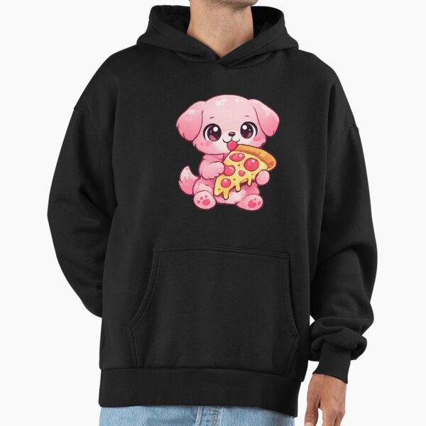 Pink Dog with Pizza Slice - Adult & Kids T-Shirts, Sweatshirts & Hoodies apparel design preview 1