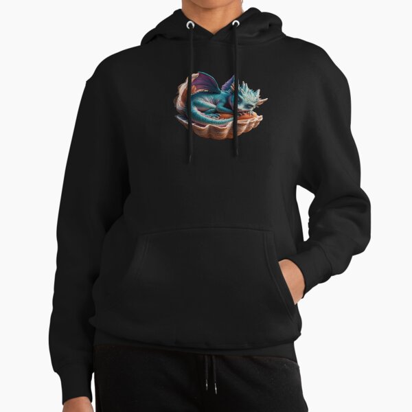 Fantasy cute baby blue dragon sleeping in a shell - Adult & Kids T-Shirts, Sweatshirts & Hoodies apparel design preview 1