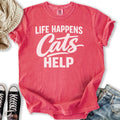 Life Happens Cats Help - Adult & Kids T-Shirts, Sweatshirts & Hoodies apparel design preview 1