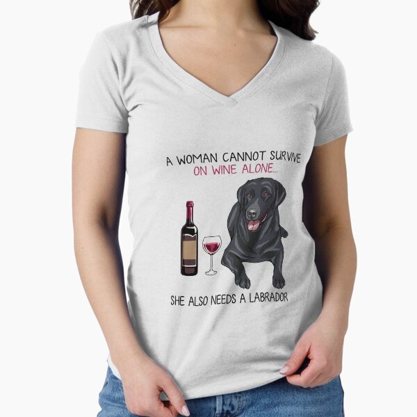 Labrador and wine Funny dog Fitted V-Neck - Adult & Kids T-Shirts, Sweatshirts & Hoodies apparel design preview 1