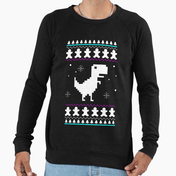 8-Bit Dinosaur Christmas Jumper, Dino Xmas Ugly - Adult & Kids T-Shirts, Sweatshirts & Hoodies apparel design preview 1