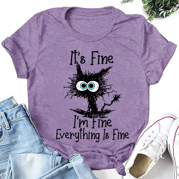 It's Fine I'm Cat Print Women Slogan - Adult & Kids T-Shirts, Sweatshirts & Hoodies apparel design preview 2